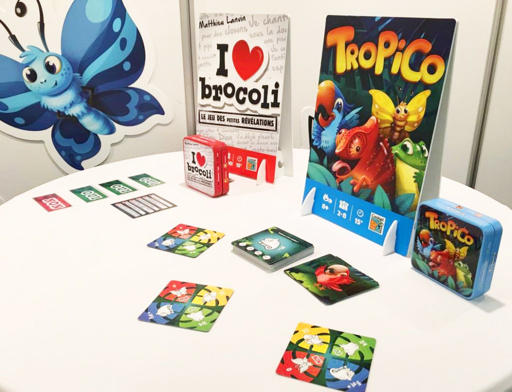 Les jeux Tropico et I love brocoli sur le stand Cocktail Games à Nuremberg 2017