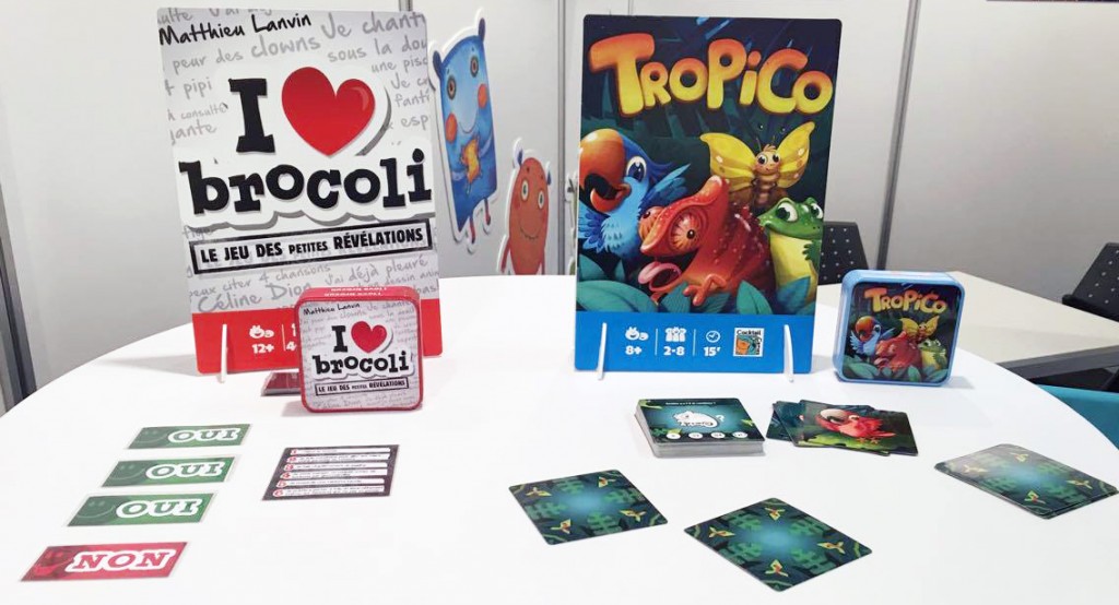 Les jeux Tropico et I love brocoli sur le stand Cocktail Games à Nuremberg 2017